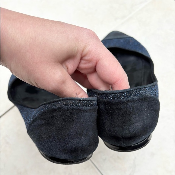 Brian Atwood BF Avignon Flats navy suede pointed toe flaws size 7.5 - Picture 7 of 7